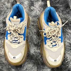 Balenciaga Blue and Beige Sneakers